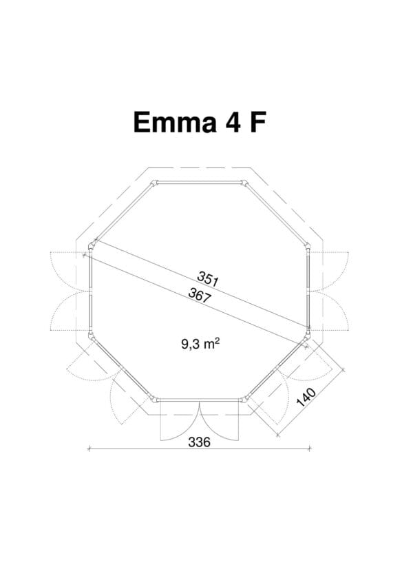 Aiapaviljon Emma 4F, uks ja aknad klaaspaketiga